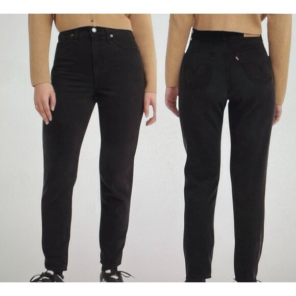 Levi’s Black High-Waisted Tapered Leg Mom Jeans Size 29x30 - Picture 1 of 13
